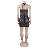 Women Sexy Beaded Tassel See-Through Bodycon Dress