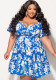 Summer Plus Size Women's Printed Dress Sexy Fashion Casual V Neck Midi Dress