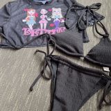 Custom portrait print drawstring Lace-Up Three-Piece swimsuit bikini