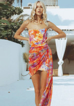 Women's Summer Sexy Sleeveless Printed Short Skirt Beach Dress