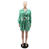 Loose Printed Long Shirt Casual Women's Shorts Set Summer Two-Piece Set