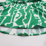 Loose Printed Long Shirt Casual Women's Shorts Set Summer Two-Piece Set