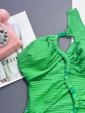 Swimsuit Two Pieces Women's Swimwear Solid Lace-Up Sexy Bikini