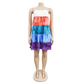 Fashion Ladies Gradient Print Multicolor Sleeveless Sleeveless Dress
