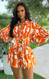 Loose Printed Long Shirt Casual Women's Shorts Set Summer Two-Piece Set