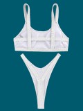 Sexy Bikini Pocket Solid Two Pieces Swimsuit