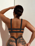Sexy Bikini Pocket Solid Two Pieces Swimsuit