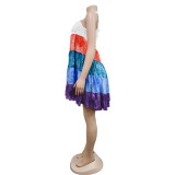 Fashion Ladies Gradient Print Multicolor Sleeveless Sleeveless Dress