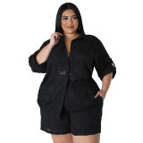 Women's summer cutout chiffon jacquard top shorts two-piece set