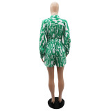 Loose Printed Long Shirt Casual Women's Shorts Set Summer Two-Piece Set