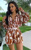 Loose Printed Long Shirt Casual Women's Shorts Set Summer Two-Piece Set