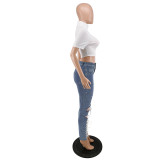 Women's Summer Lace-Up Sexy Denim Pants