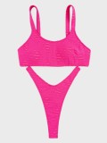 Sexy Bikini Pocket Solid Two Pieces Swimsuit