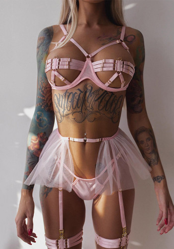 Sexy Three-Piece Hollow Plunging Heavy Industry Sexy Fashion Sexy Suit
