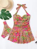 Printed Floral Maxi Dress Two Pieces Swimsuit
