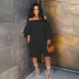 Summer Ladies Off Shoulder Fashion Loose Solid Color Jumpsuit