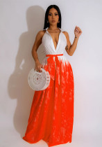 Women's Fashion Printed Sleeveless V-Neck Belted Maxi Dress For Women Women's Fashion Printed Sleeveless V-Neck Belted Maxi Dress For Women