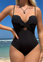Sexy Solid One-Piece Hollow Swimsuit