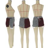 Ladies Stripe Sexy Fashion Casual Versatile Colorblock Shorts
