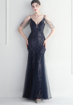 Plus Size Women Sequined Formal Party Maxi Evening Dress