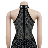 Women Solid mesh Beaded Dress