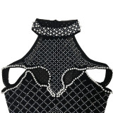 Women Solid mesh Beaded Dress