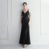 Plus Size Women Sequined Formal Party Maxi Evening Dress