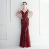 Plus Size Women Sequined Formal Party Maxi Evening Dress