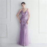 Plus Size Women Sequined Formal Party Maxi Evening Dress