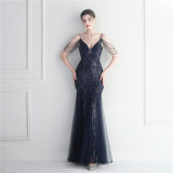 Plus Size Women Sequined Formal Party Maxi Evening Dress