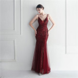 Plus Size Women Sequined Formal Party Maxi Evening Dress