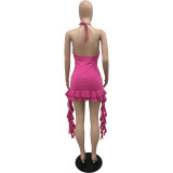 Sexy sling with irregular ruffles Bodycon Dress
