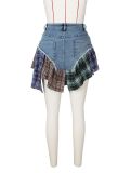 Summer Ladies Sexy Irregular Patchwork Denim Skirt