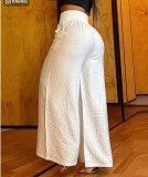 Solid Color Wide Leg High Rise Pants Loose Fit Slim Fit Bell Bottom Pants