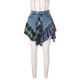 Summer Ladies Sexy Irregular Patchwork Denim Skirt