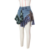 Summer Ladies Sexy Irregular Patchwork Denim Skirt