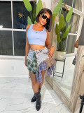 Summer Ladies Sexy Irregular Patchwork Denim Skirt