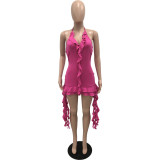 Sexy sling with irregular ruffles Bodycon Dress
