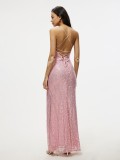 Spring Summer Sleeveless Slip Gown Slim Bodycon Sequin Maxi Dress
