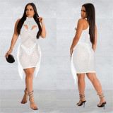 Women Solid mesh Beaded Dress