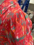 Women's Summer Deep V-Neck Puff Sleeve Short-Sleeved Printed Belt Elastic Waist Jumpsuit