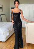 Summer Women's Fashion Sexy See-Through Lace Straps Slim Dress For Women