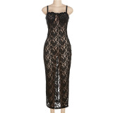 Summer Women's Fashion Sexy See-Through Lace Straps Slim Dress For Women