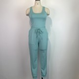 Women's Sexy Solid Vest Drawstring Trousers Two-Piece Set For Women