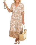 Summer Chic Career Long Floral Tie-Dye Print Plus Size Loose Versatile Dress for Women