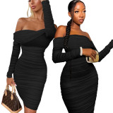 Sexy Fashion Solid Color Off Shoulder Women's Dress