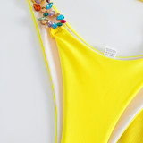 Bright diamond solid color mesh Three-Piece swimsuit bikini