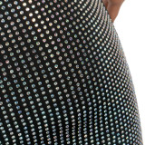 Sexy diamond-encrusted deep V-wrapped chest strap two-piece skirt set
