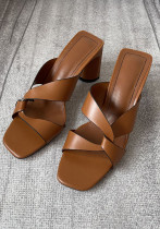 Z Home Spring Women's Shoes Brown Thick Heel Simple Open Toe Outdoor Wear High Heel Sandals Z Home Spring Women's Shoes Brown Thick Heel Simple Open Toe Outdoor Wear High Heel Sandals