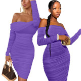 Sexy Fashion Solid Color Off Shoulder Women's Dress